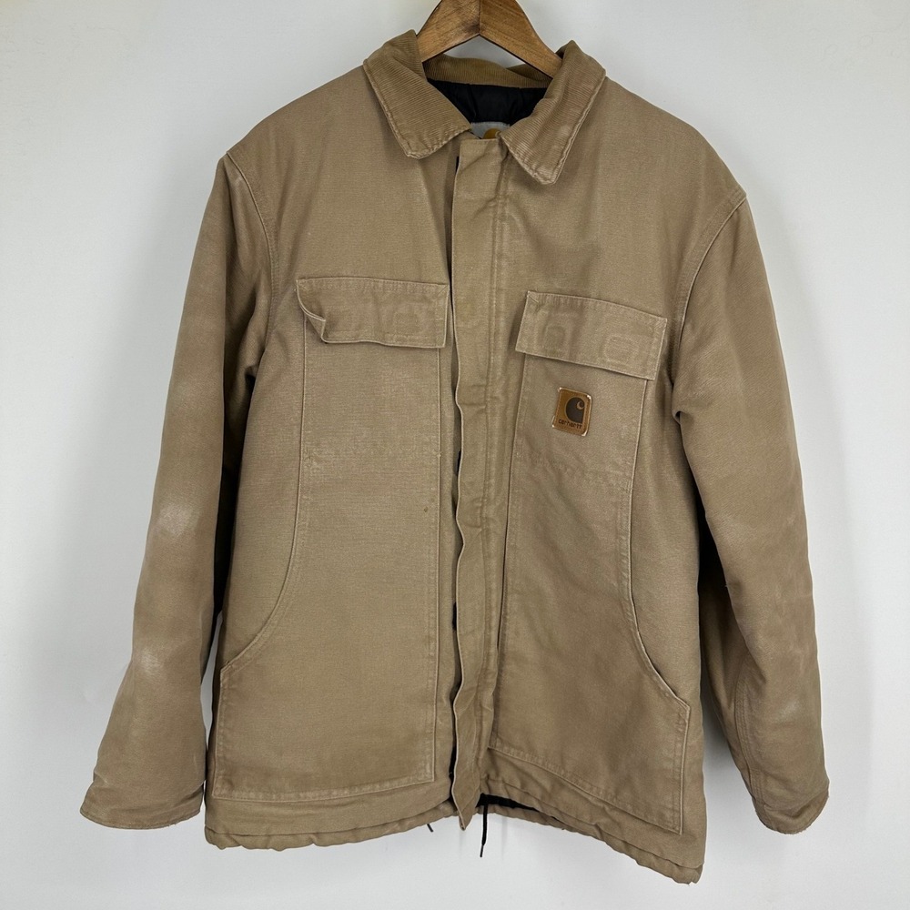 Carhartt Mens Arctic Quilt Lined Duck Traditional Coat Tan Brown Size M C26 SDL
